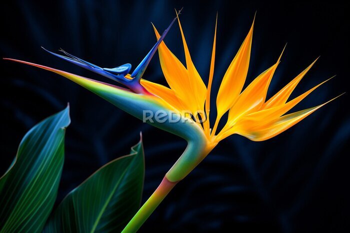 Papier peint  Flora strelitzia nature botanical plant leaf colorful tropic multi flower macro exotic colored