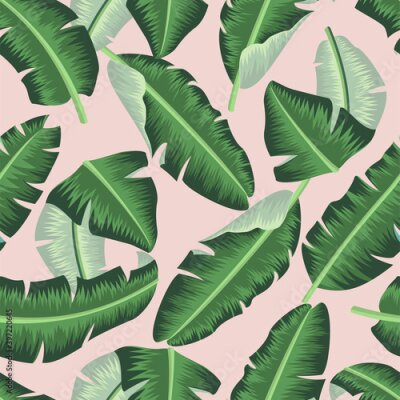 Papier peint  Floral seamless pattern with  banana leaves. tropical background	
