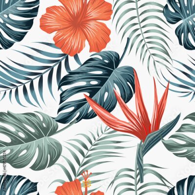 Papier peint  Floral seamless pattern with leaves. tropical background