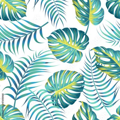 Papier peint  Floral seamless pattern with leaves. tropical background	