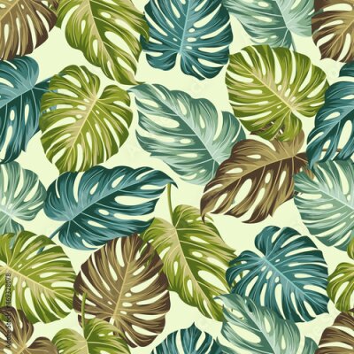 Papier peint  Floral seamless pattern with leaves. tropical background	
