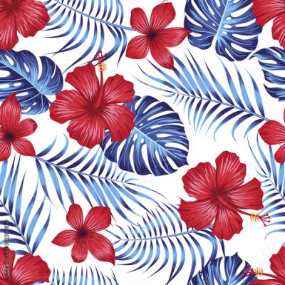 Papier peint  Floral seamless pattern with leaves. tropical background	
