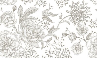 Papier peint  Floral vintage seamless pattern.