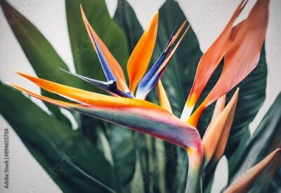 Papier peint  'Flower Illustration Botanical Strelitzia Floral Tropical'