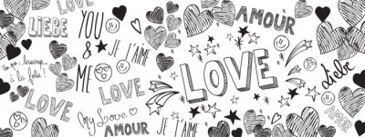 Papier peint  Fond de doodles de l'amour