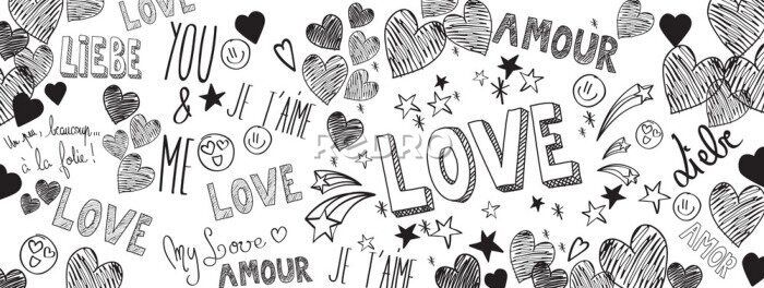 Papier peint  Fond de doodles de l'amour