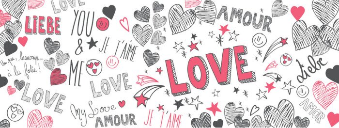 Papier peint  Fond de doodles de l'amour