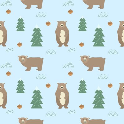 Fond transparent avec des ours mignons. Style de dessin animé.