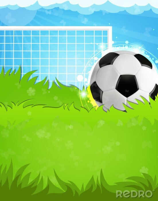 Papier peint  Football 3D dans une herbe haute