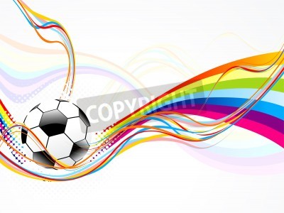 Papier peint  Football sur un ruban arc-en-ciel