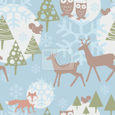 Papier peint à motif  Forêt d'hiver