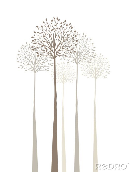 Papier peint  Forêt dans le brouillard dans des tons beiges