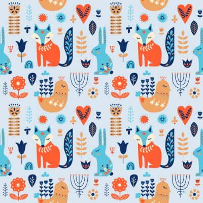 Forêt scandinave pour enfants avec animaux