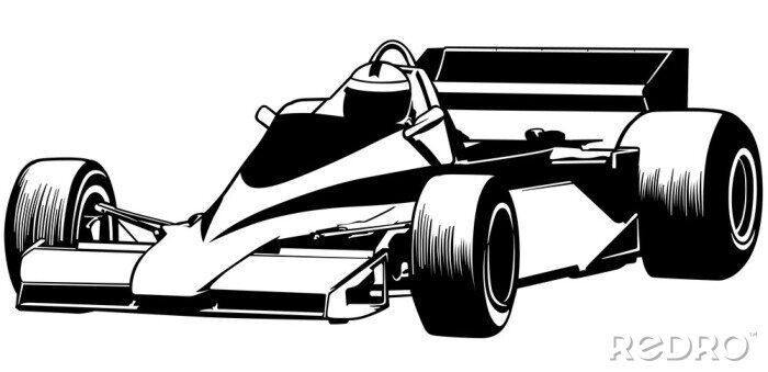 Papier peint  Formule 1 image de bolide noir et blanc