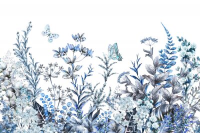 Papier peint  Fourrés bleus au printemps