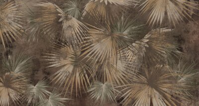Papier peint  Fourrés denses de feuilles de palmier en beige