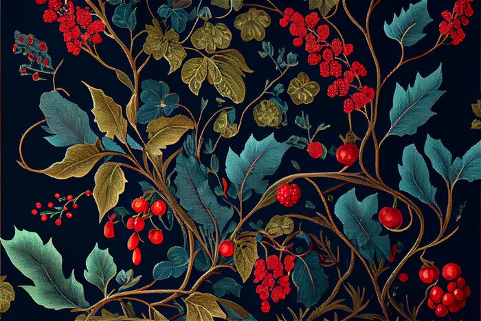 Papier peint  Fourrés sauvages aux fruits rouges