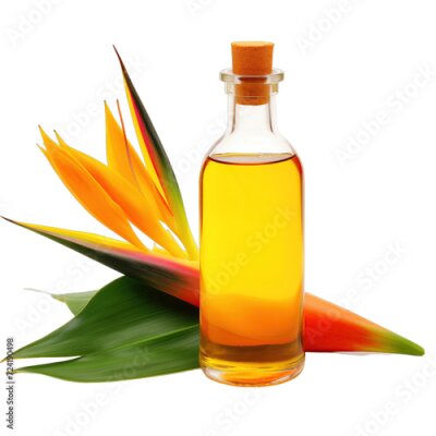 Papier peint  fresh raw organic strelitzia oil in glass bowl png isolated on white background with clipping path. natural organic dripping serum herbal medicine rich of vitamins concept. selective focus