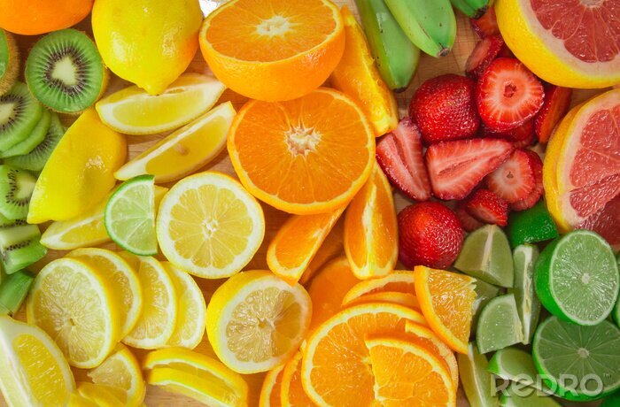 Papier peint  Fruits fraichement coupés