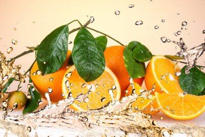 Papier peint  Fruits oranges dans l'eau