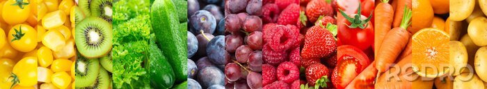 Papier peint  Fruits, vegetables and berries. Fresh food background. Healthy food