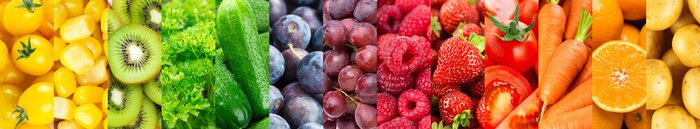Papier peint  Fruits, vegetables and berries. Fresh food background. Healthy food
