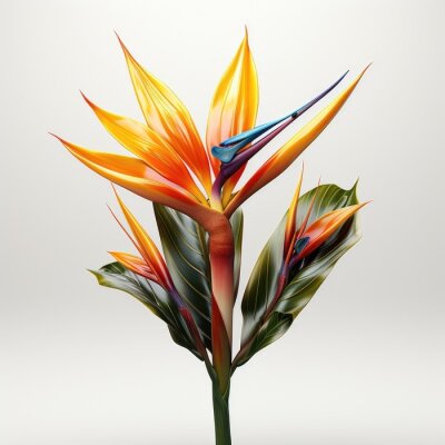 Papier peint  Full Viewbird Of Paradise Strelitzia Spp. , Isolated On White Background, For Design And Printing