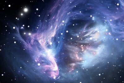 Galaxie avec une nébuleuse bleue