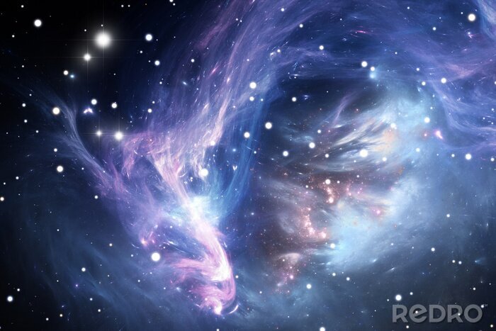 Papier peint  Galaxie avec une nébuleuse bleue