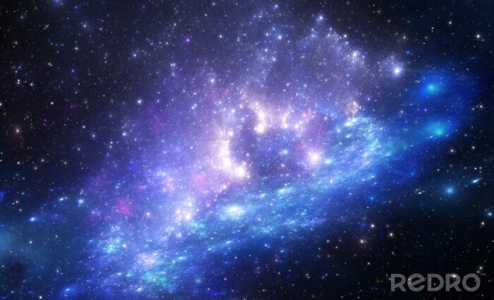 Papier peint  Galaxie bleue et étoiles