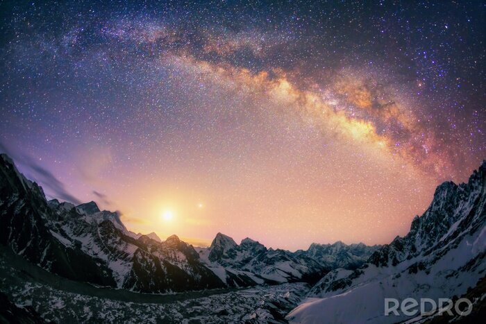Papier peint  Galaxie de la voie lactée en haute montagne