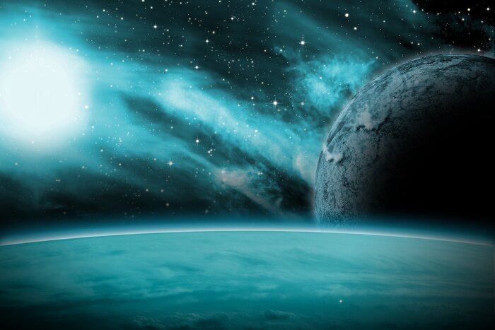 Papier peint  Galaxie, planète Terre et soleil