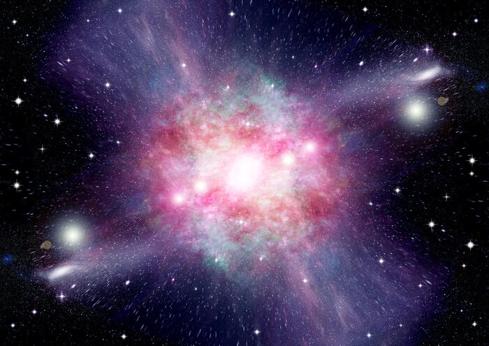 Papier peint  Galaxie rose dans l'espace libre