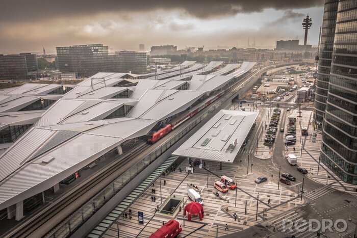 Papier peint  Gare moderne avec des trains
