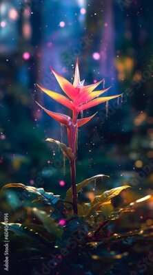 Papier peint  Generative AI
Beautiful flower in the rain. Strelitzia
