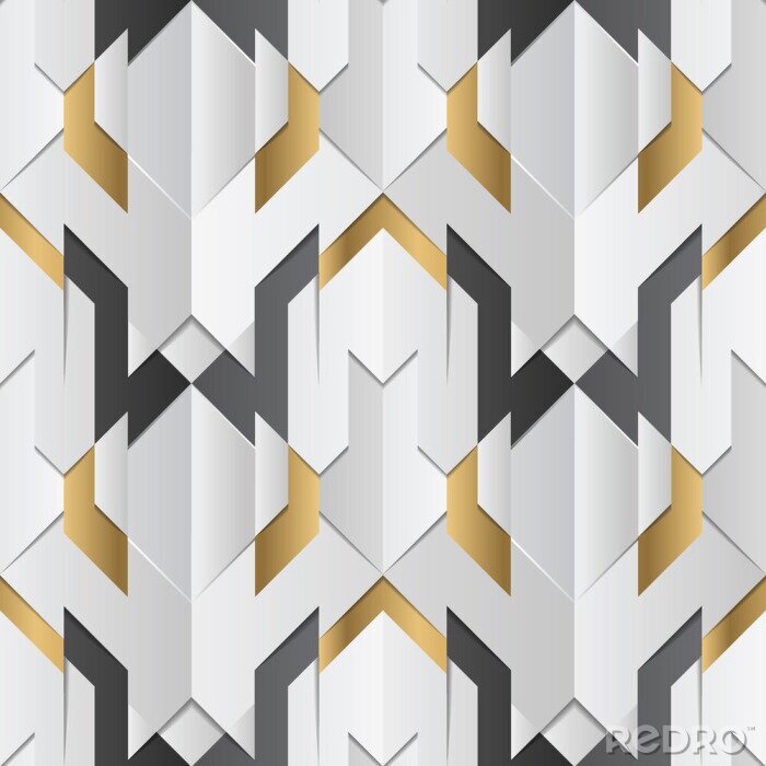 Papier peint  Geometric decor stripes white and golden element