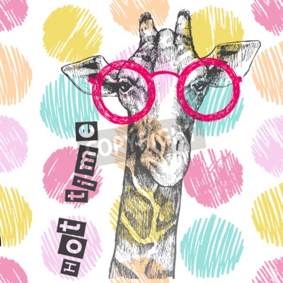 Papier peint  Girafe hipster pour jeunes