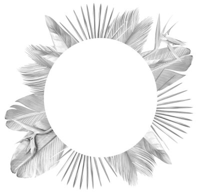 Papier peint  Golden palm leaves with golden strelitzia flower.