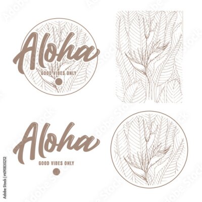 Papier peint  Good vibes only print design for t-shirt with strelitzia flower nature decoration