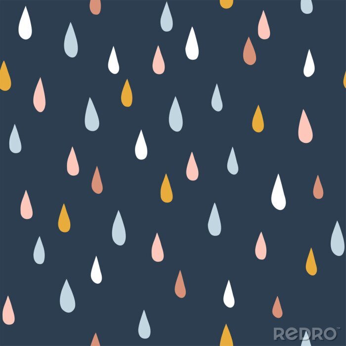 Papier peint  Gouttes colorées sur fond bleu foncé dans un style scandinave