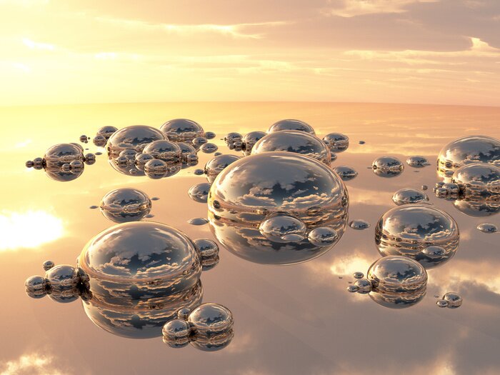 Papier peint  Gouttes de métal tridimensionnelles 3D