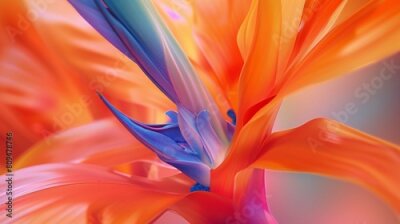 Papier peint  Graceful Bloom: Macro details unveil the intricate beauty of the Strelitzia flower, a masterpiece of nature's artistry.