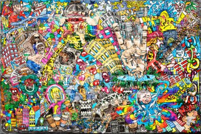 Papier peint  Graffiti 3D en couleurs