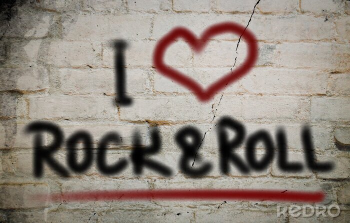 Papier peint  Graffiti avec la phrase J'aime le rock