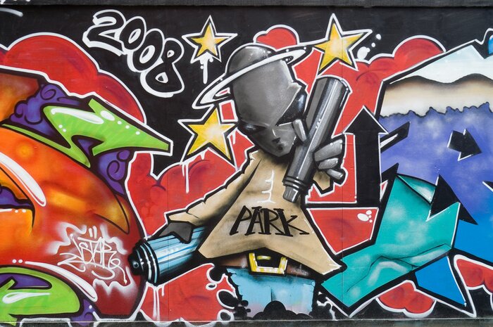 Papier peint  Graffiti avec un martien