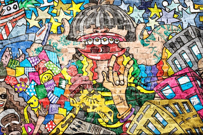 Papier peint  Graffiti en couleurs 3D