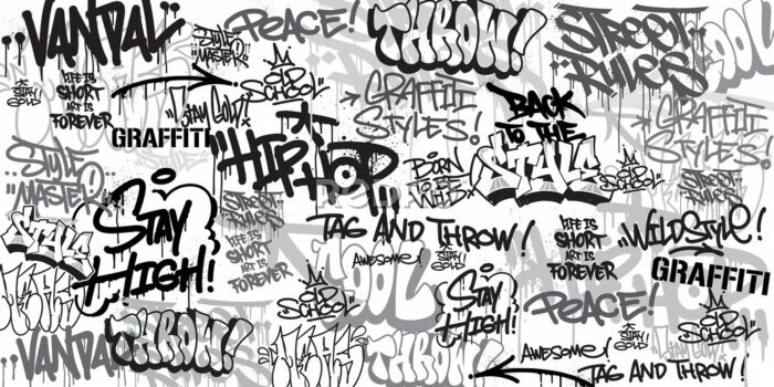 Papier peint  Graffiti en noir et blanc dans le style street art