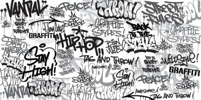 Papier peint  Graffiti en noir et blanc dans le style street art