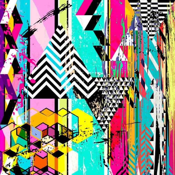Papier peint  Graffiti géométrique en couleurs