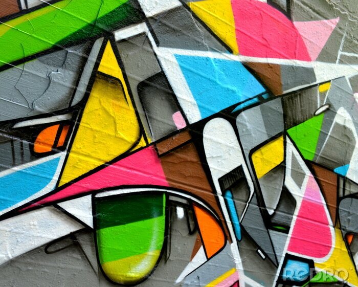 Papier peint  Graffiti multicolore sur un mur